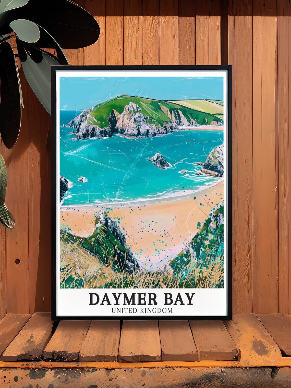 Daymer Bay Rocky Headland Cove Cornwall Coast Vintage Travel Poster - Image 3