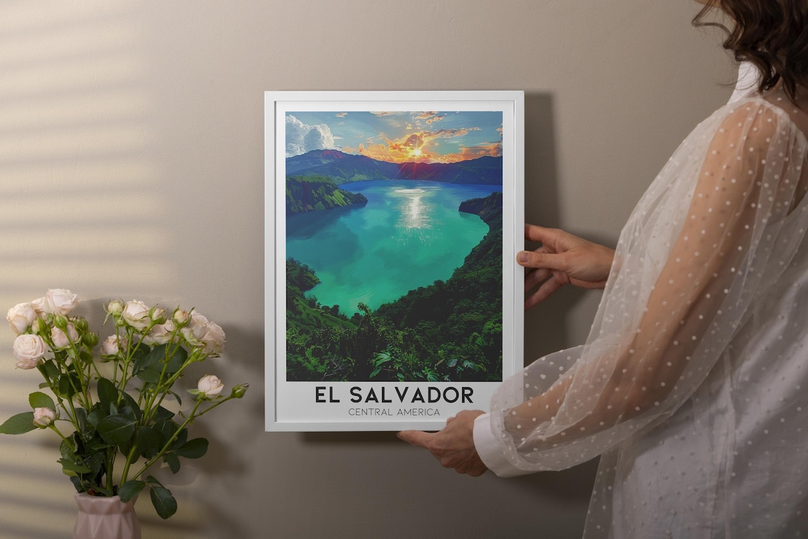 El Salvador Lake Coatepeque Sunset Turquoise Crater Lake Poster - Image 4