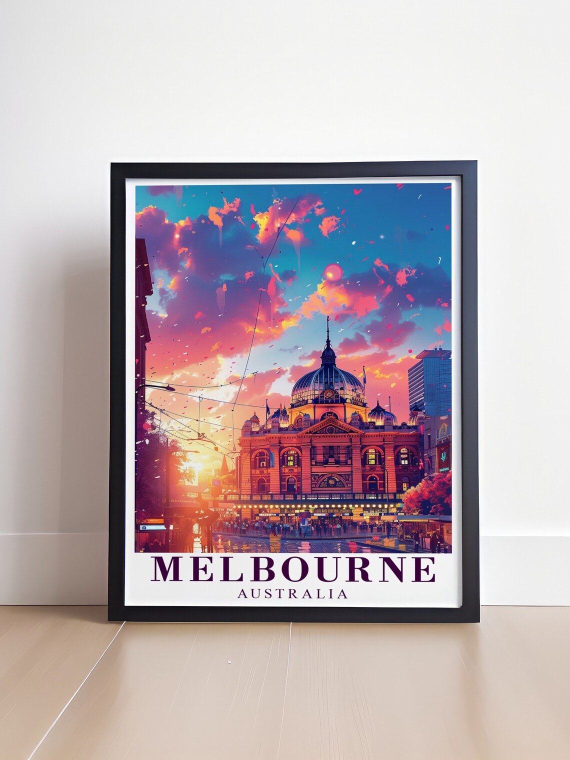 Melbourne Australia Flinders Street Station Sunset City Poster - Image 4