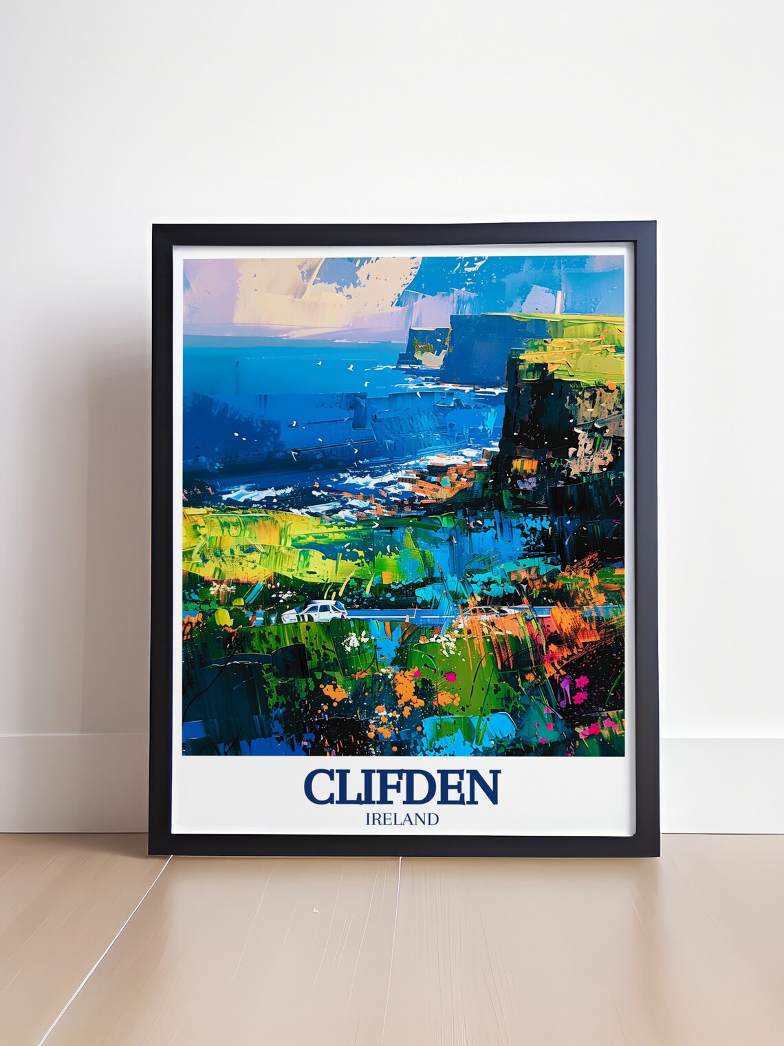 Clifden Ireland Colorful Abstract Coastal Bay Modern Travel Poster - Image 4