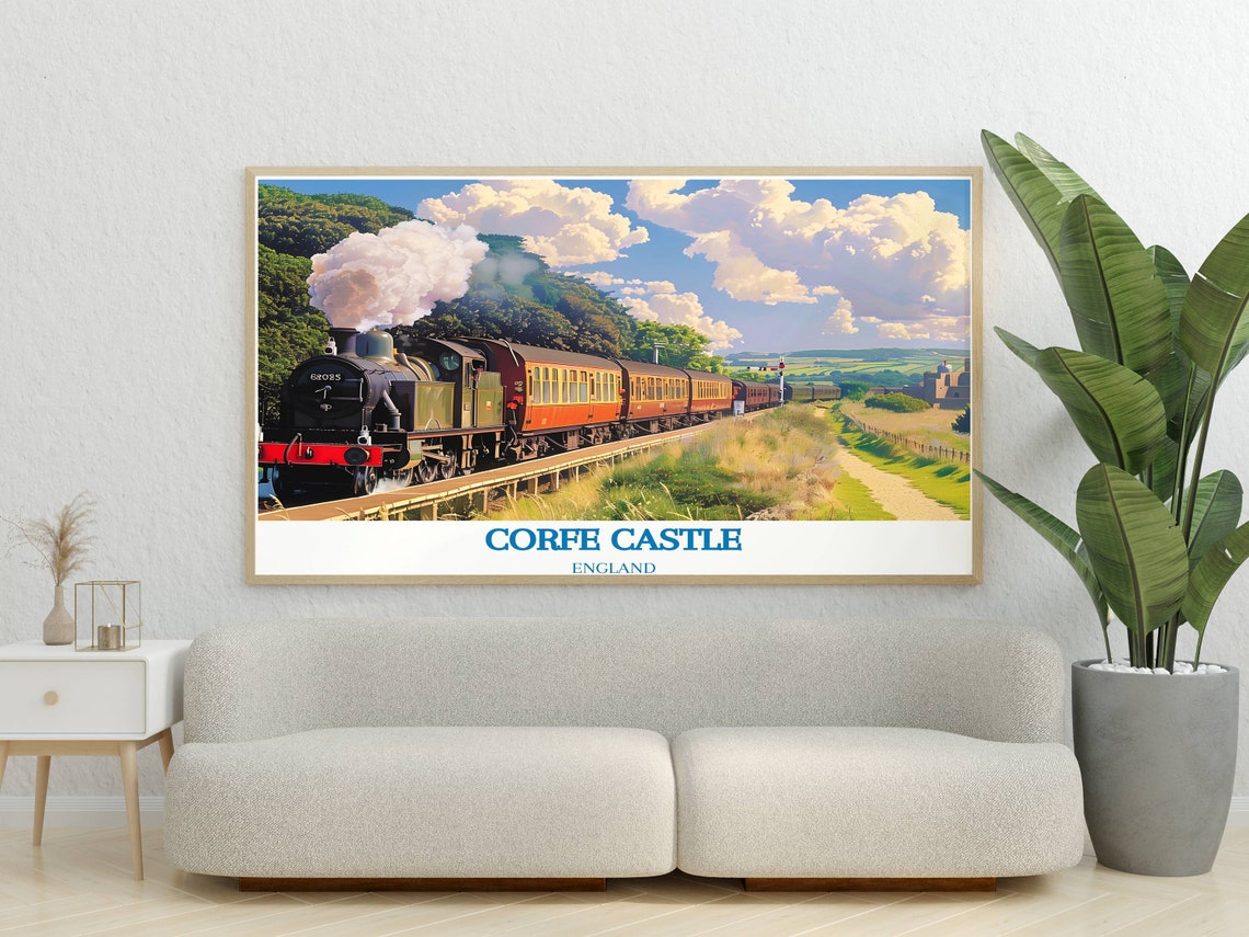 Corfe Castle Swanage Steam Railway Heritage Train Poster England - Image 3