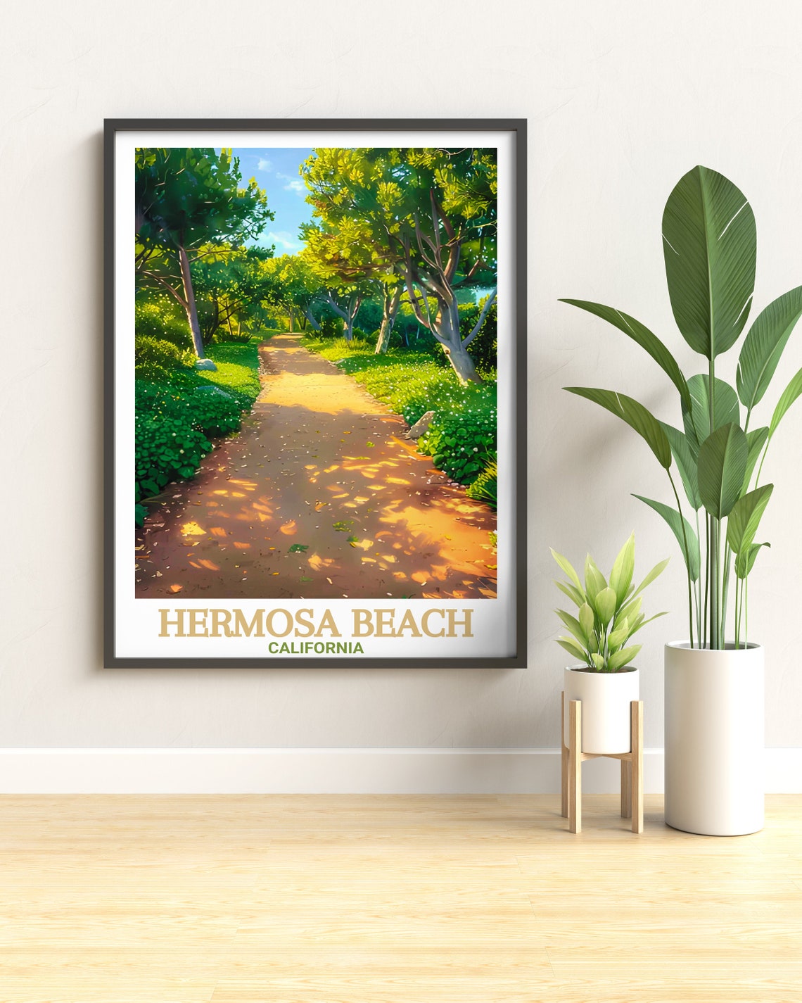 Hermosa Beach California Shady Park Path Greenway Walk Poster - Image 2