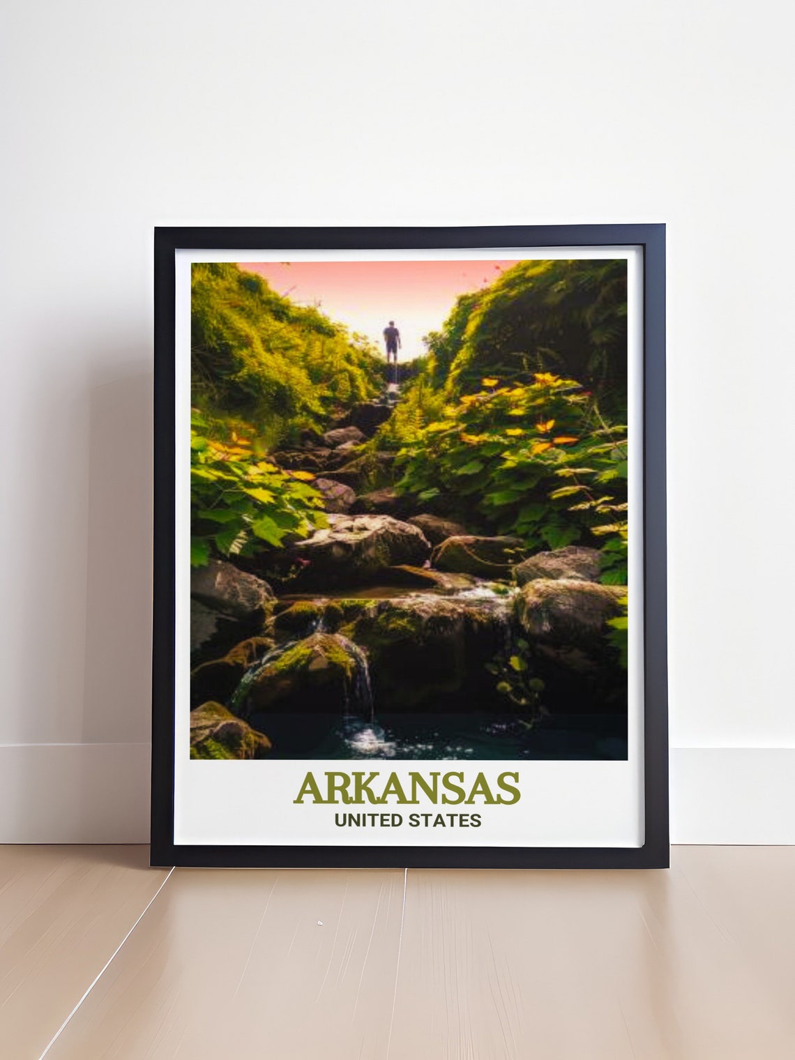 Arkansas Hot Springs Mossy Waterfall Hiker Forest Trail Poster - Image 4
