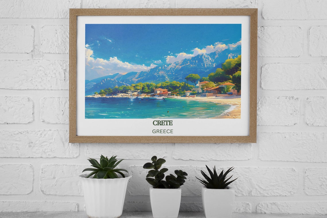 Crete Greece Mountain Bay Turquoise Sea Serene Beach Travel Poster - Image 3