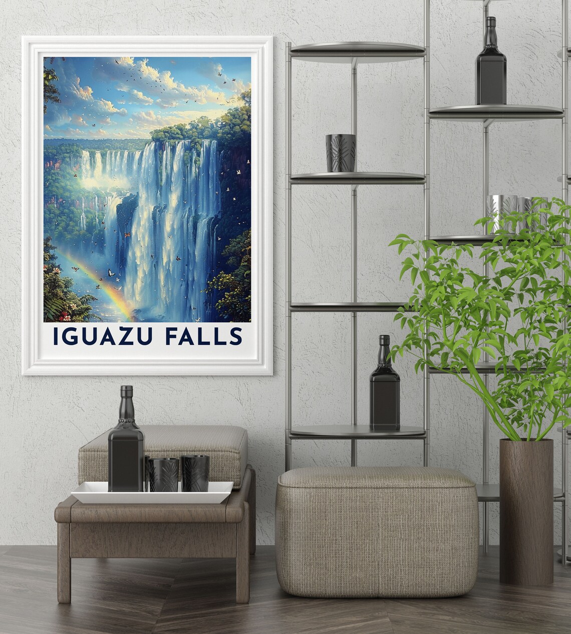 Iguazu Falls Rainbow Butterflies Misty Rainforest Falls Poster - Image 4