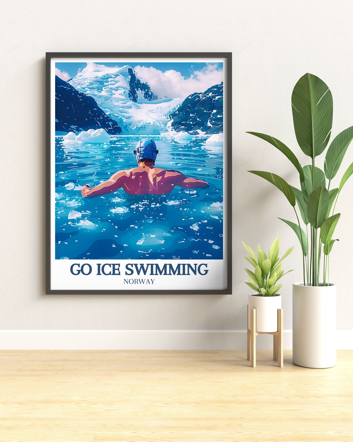 Go Ice Swimming Norway Glacier Fjord Cold Plunge Adventure Poster - Image 3