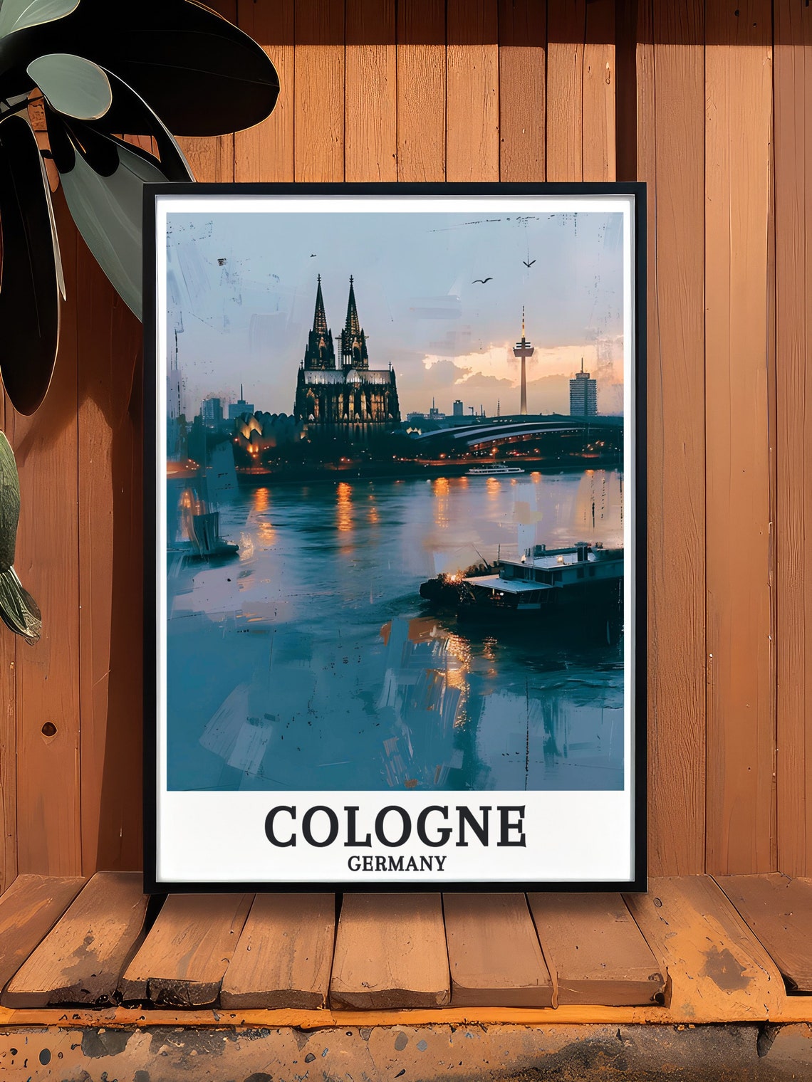 Cologne Cathedral and Rhine River Dusk Skyline Evening Poster - Image 3