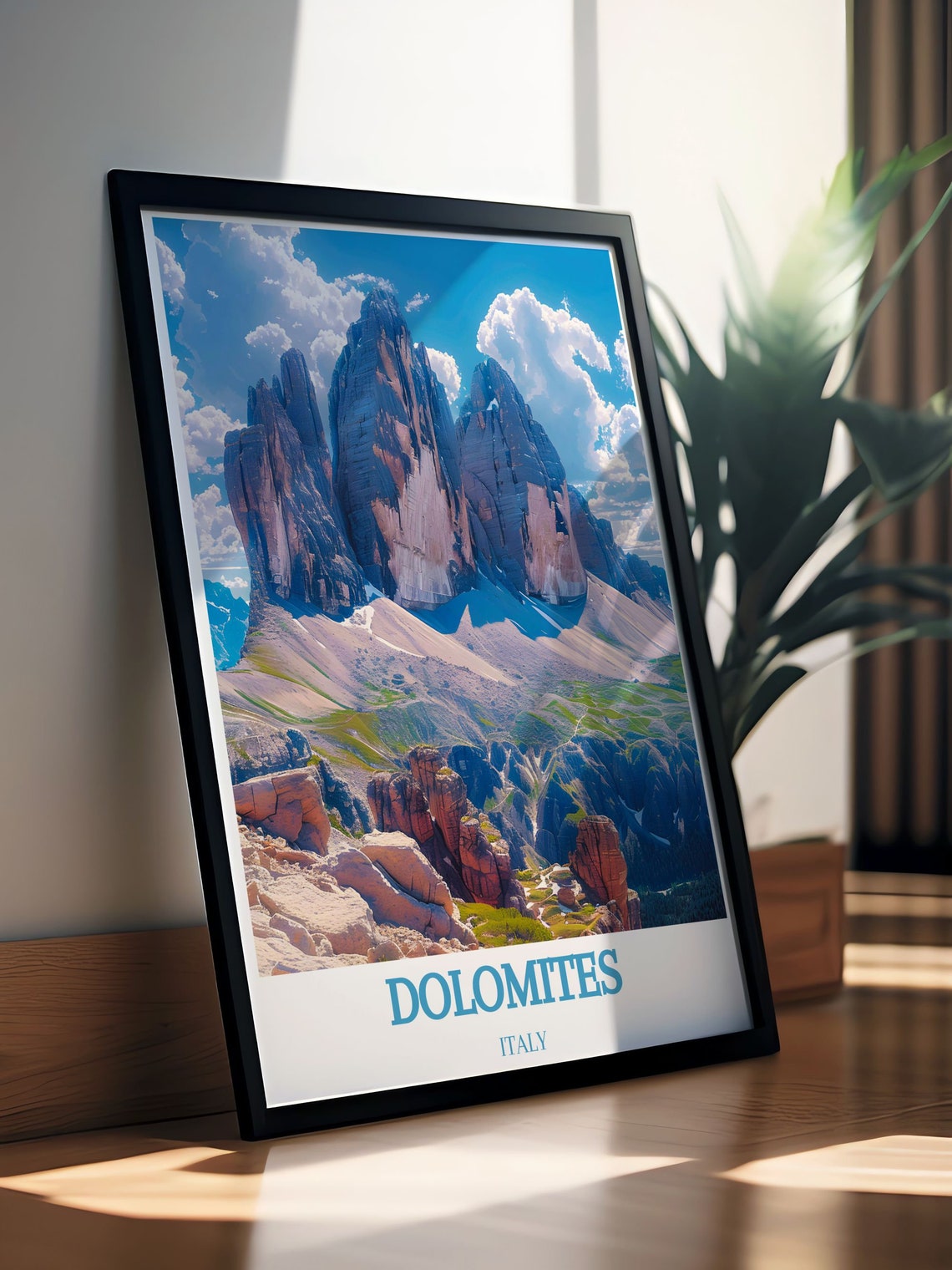 Dolomites Italy Towering Rock Spires Above Alpine Valley Poster - Image 2