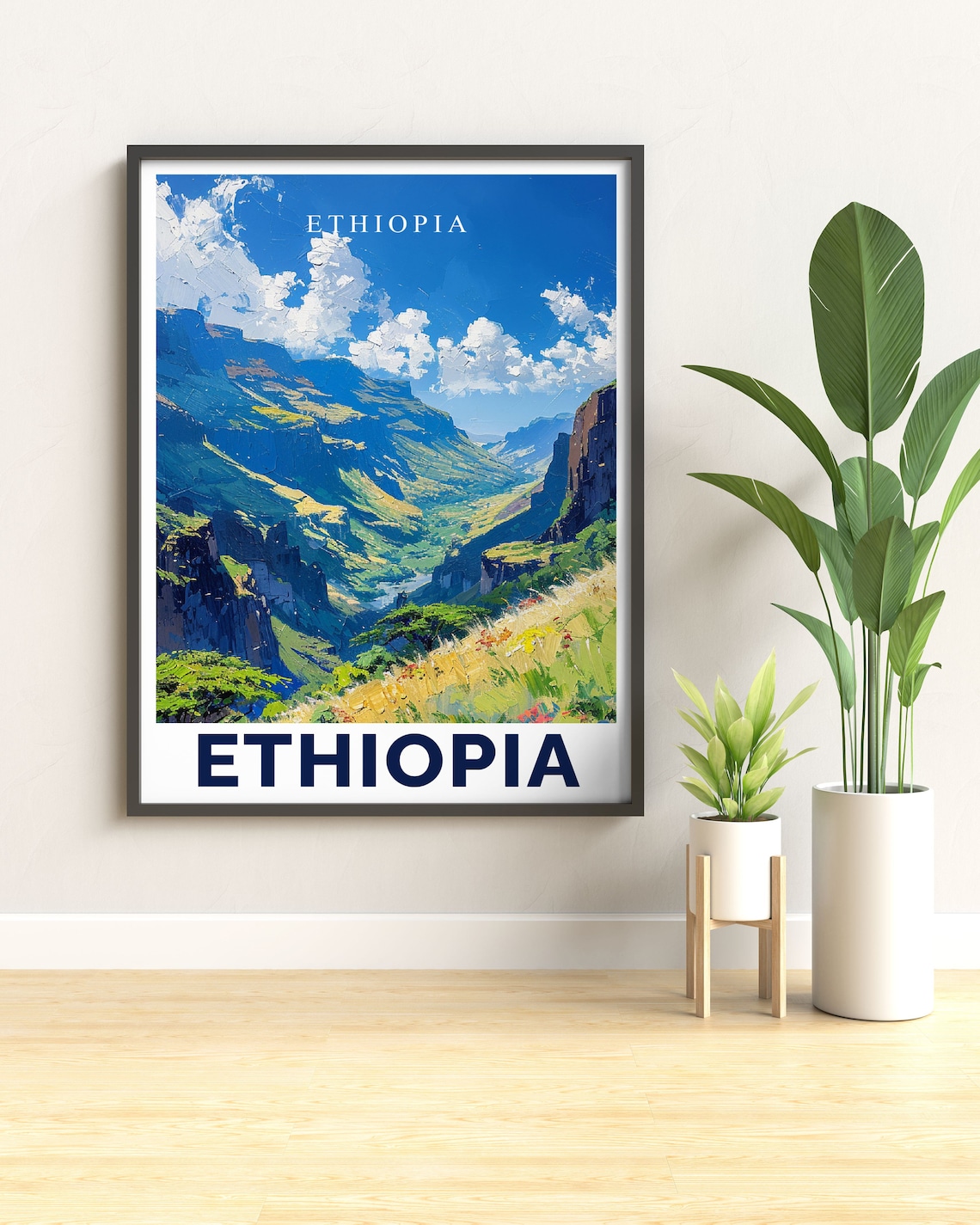 Ethiopia Simien Mountains Green Valley Painting Travel Poster - Image 3