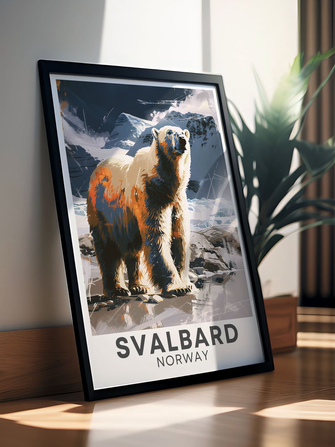 Svalbard Norway Polar Bear Standing Arctic Glacier Ice Poster - Image 2