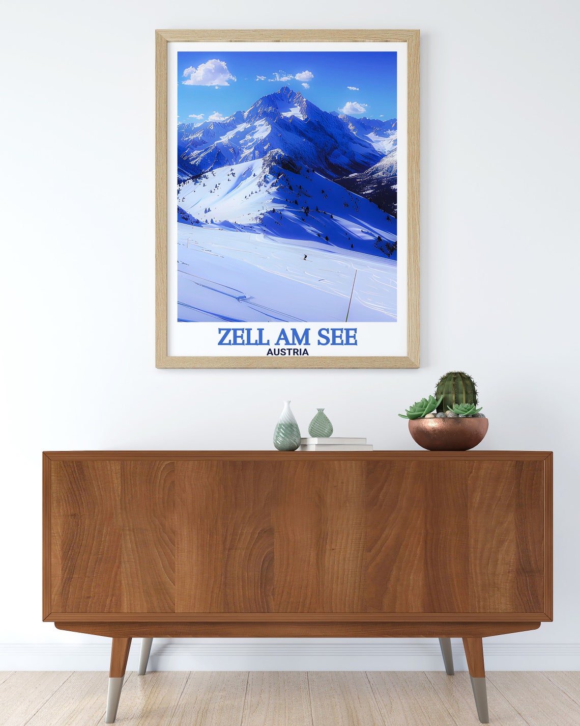 Zell Am See Austria Snowy Alpine Mountain Peak Winter Travel Poster - Image 3