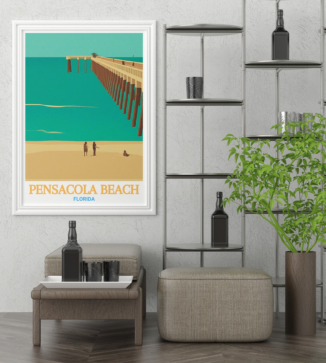 Pensacola Beach Fishing Pier Florida Gulf Coast Travel Poster - Image 2