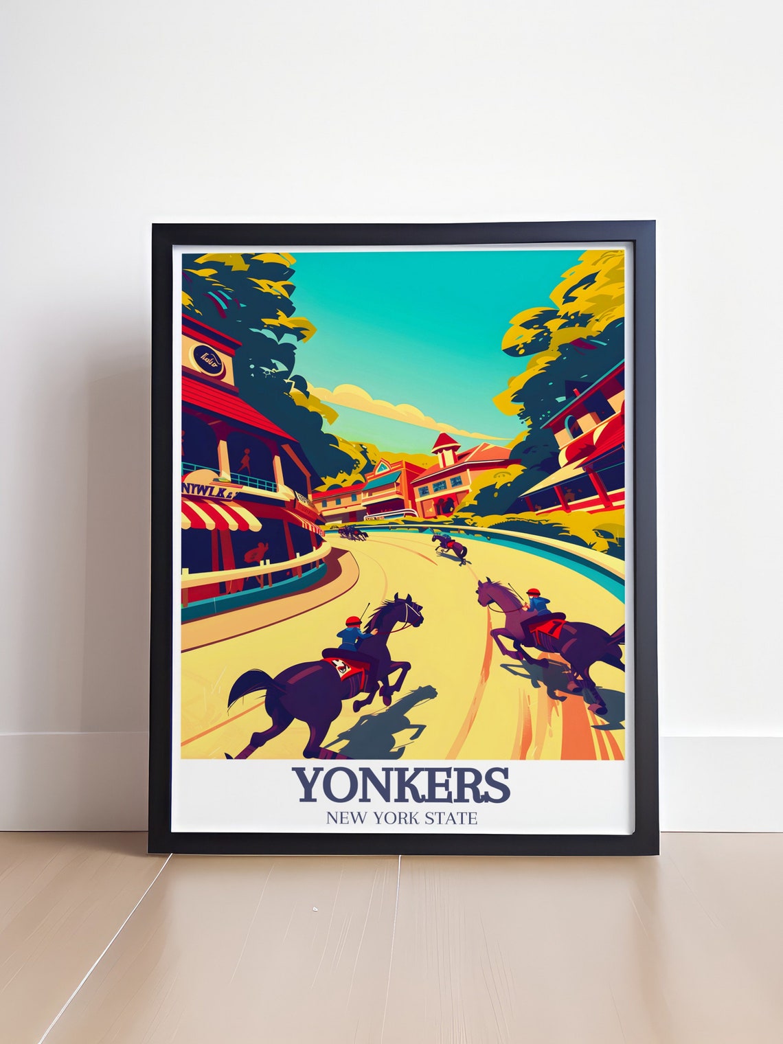 Yonkers New York Harness Racing Horses Raceway Sports Poster