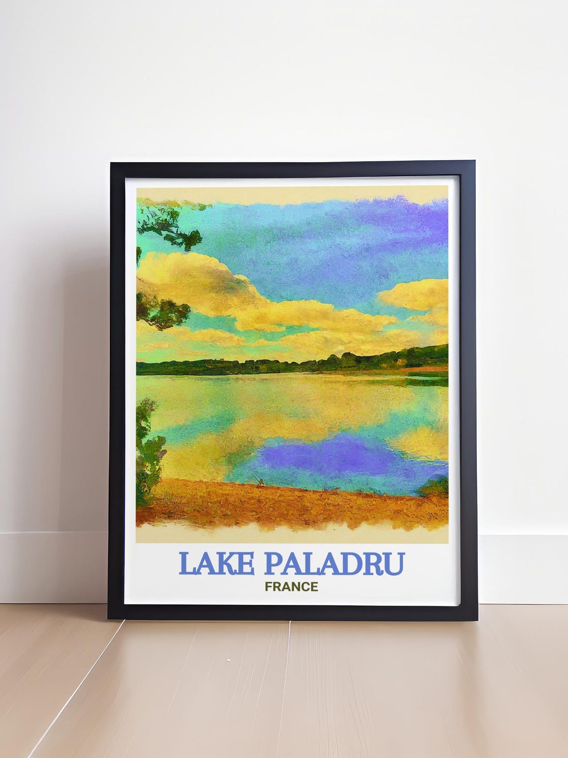 Lake Paladru France Golden Sandy Beach Shoreline Travel Poster - Image 4