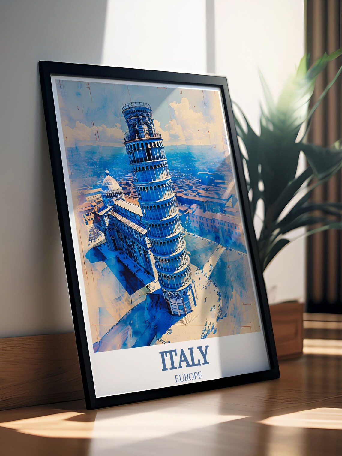 Leaning Tower of Pisa Cathedral Watercolor Italy Travel Poster - Image 2