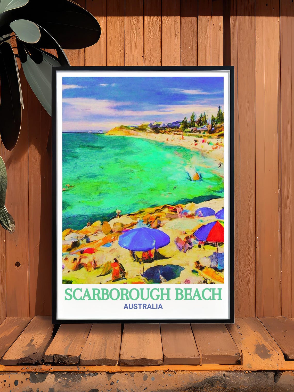 Scarborough Beach Australia Beach Umbrellas Summer Scene Poster - Image 2