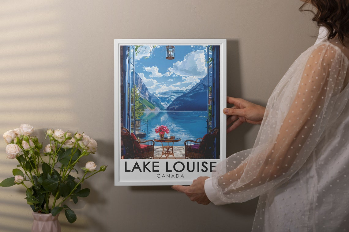 Lake Louise Canada Lakeside Terrace Mountain View Relaxing Poster - Image 2