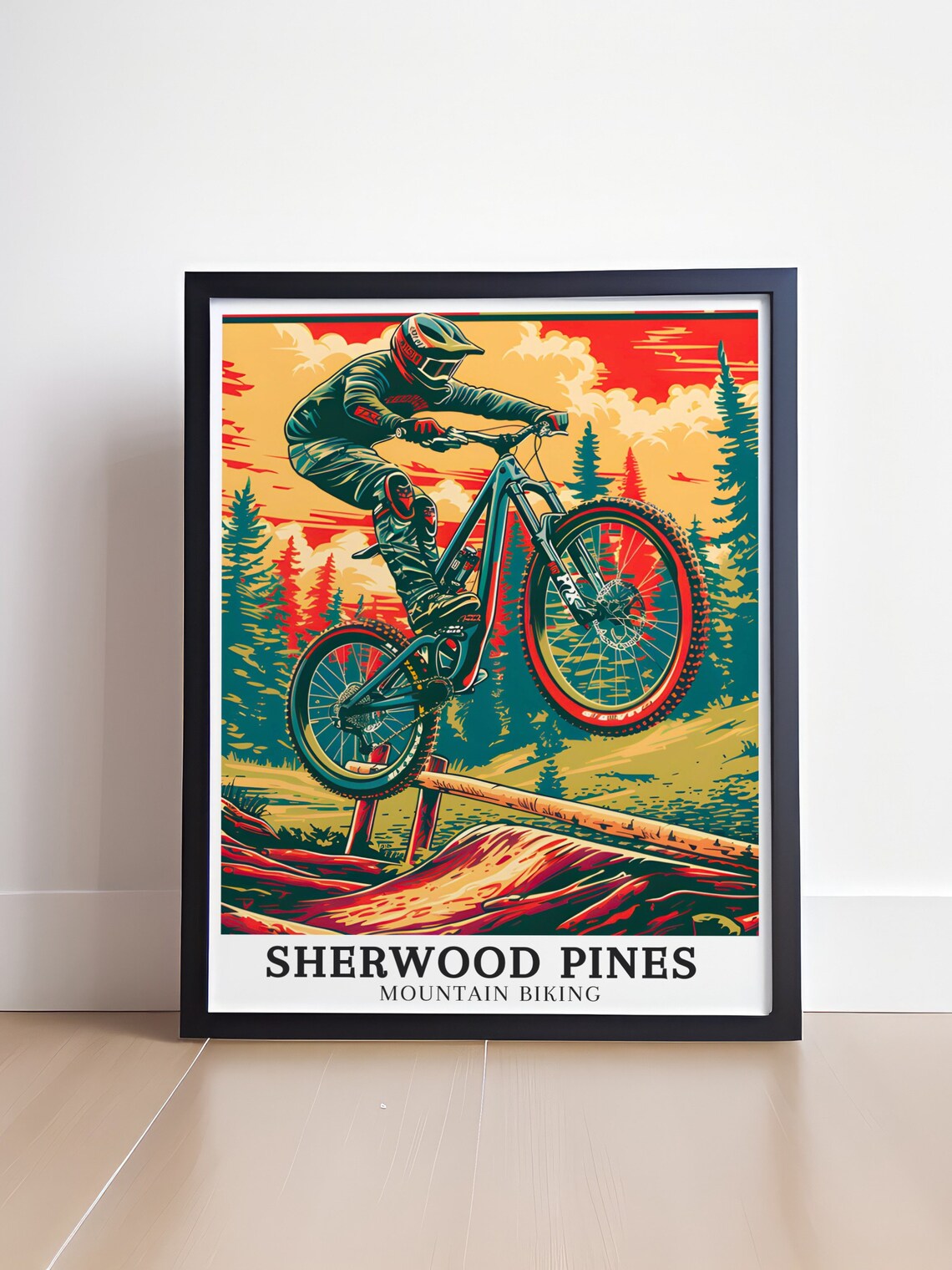 Sherwood Pines Mountain Bike Jump Log Rider Retro Trail Poster - Image 4