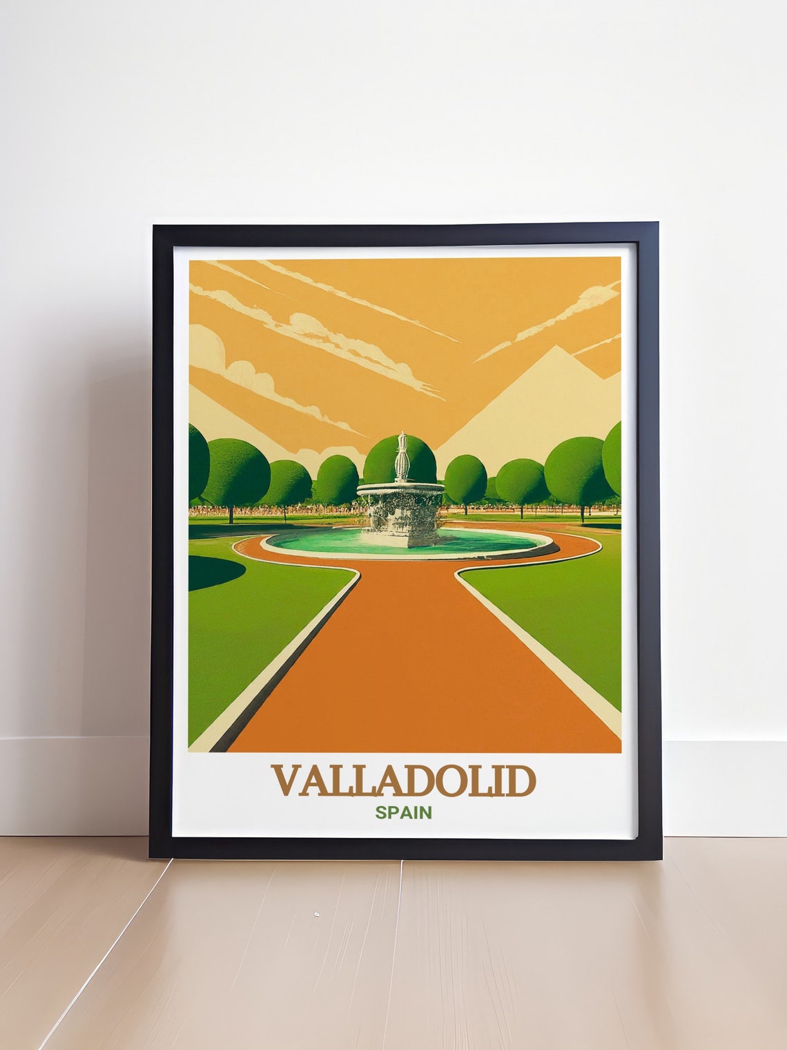 Valladolid Spain Campo Grande Park Fountain Retro Travel Poster - Image 4