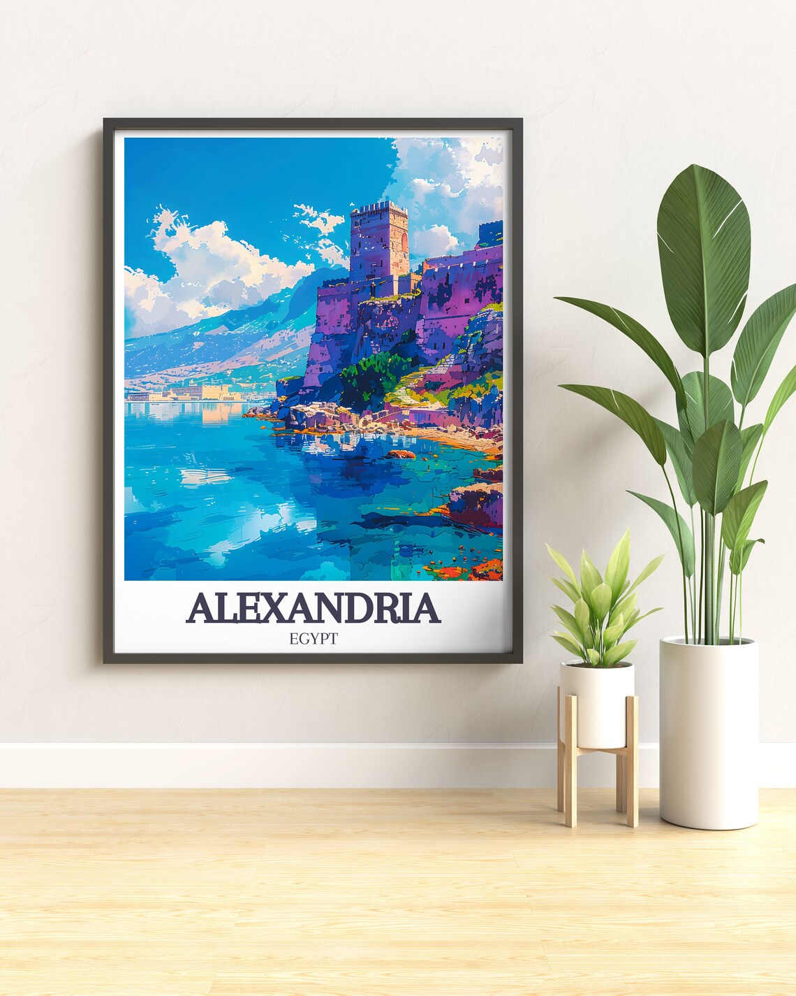 Alexandria Egypt Citadel of Qaitbay Rocky Coastline Travel Poster - Image 3