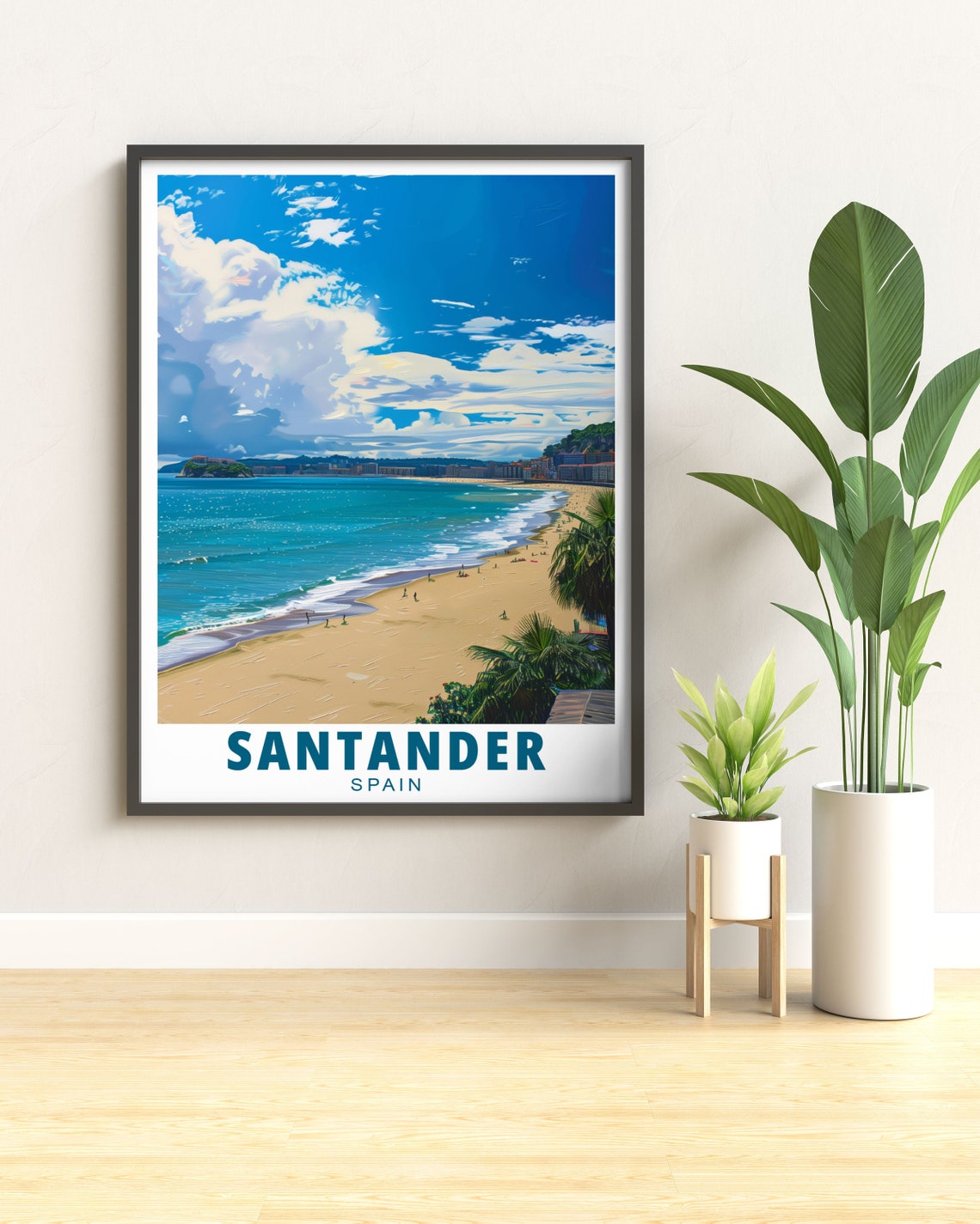 Santander Spain Playa del Sardinero Sunny Summer Beach Poster - Image 2