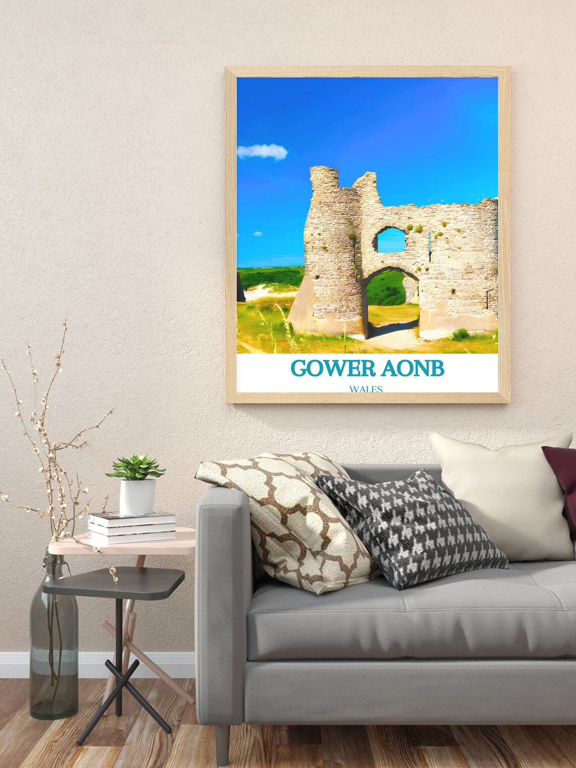 Gower AONB Wales Ancient Castle Ruin Historic Coast Travel Poster - Image 3
