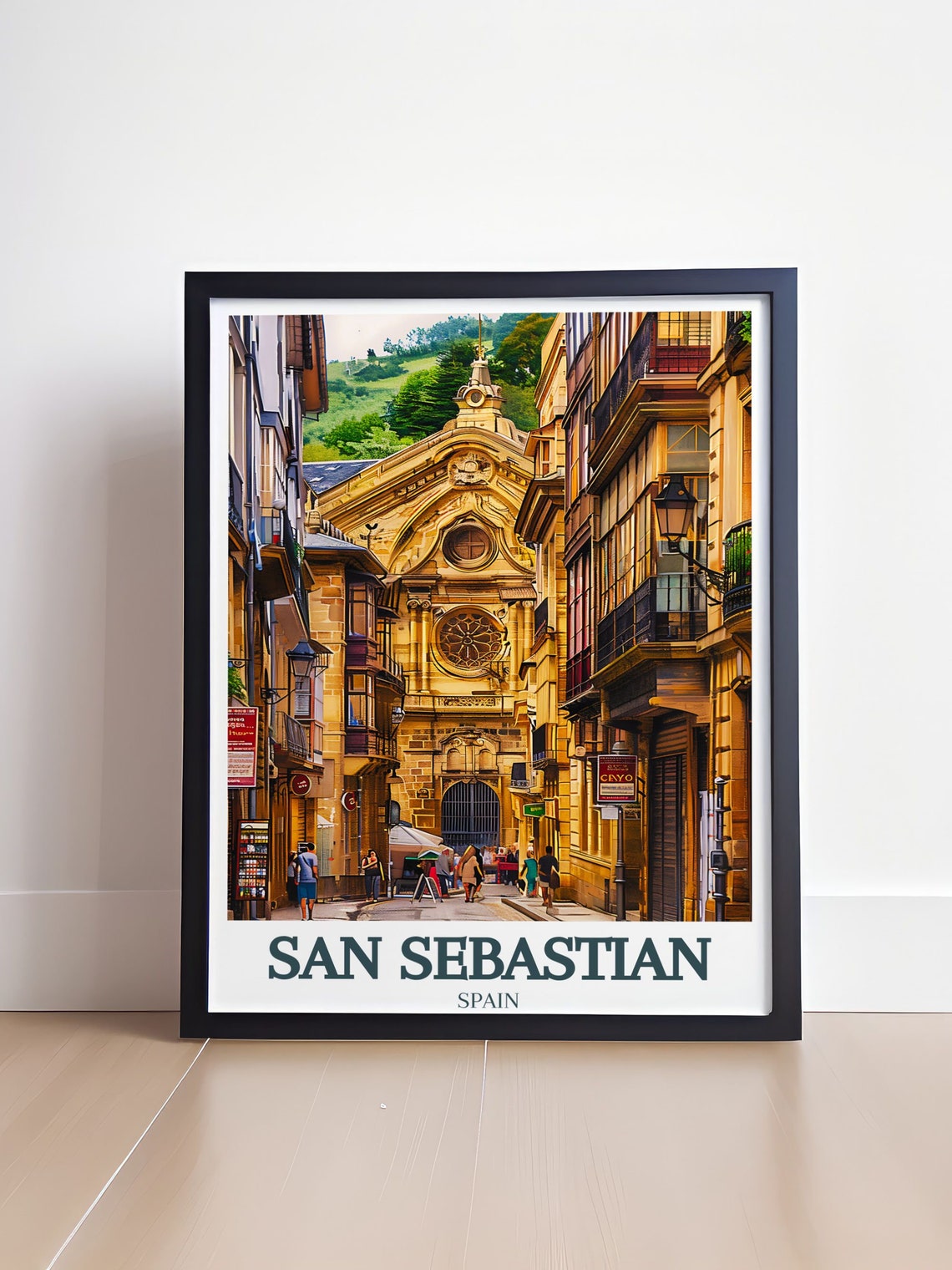 San Sebastian Travel Print Old Town Santa Maria Church Art San Sebastian Prints And Spain Art Gifts San Sebastian Art And Posters - Image 4