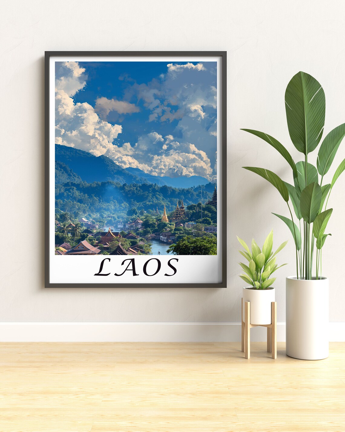 Luang Prabang Laos Golden Temples River Valley Mountain Travel Poster - Image 3