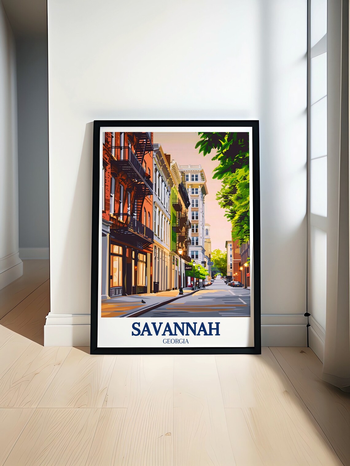 Savannah Georgia Broughton Street Historic Sunset City Poster