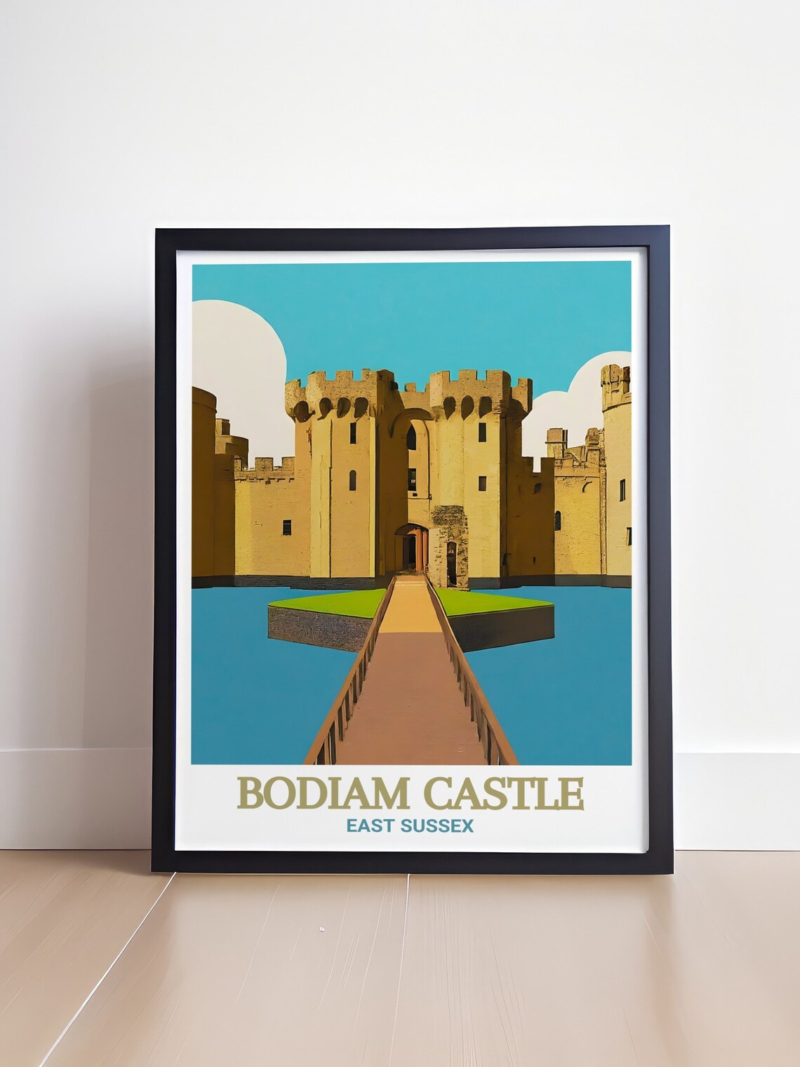 Bodiam Castle Moated Fortress Bridge Flat Art England Poster - Image 4