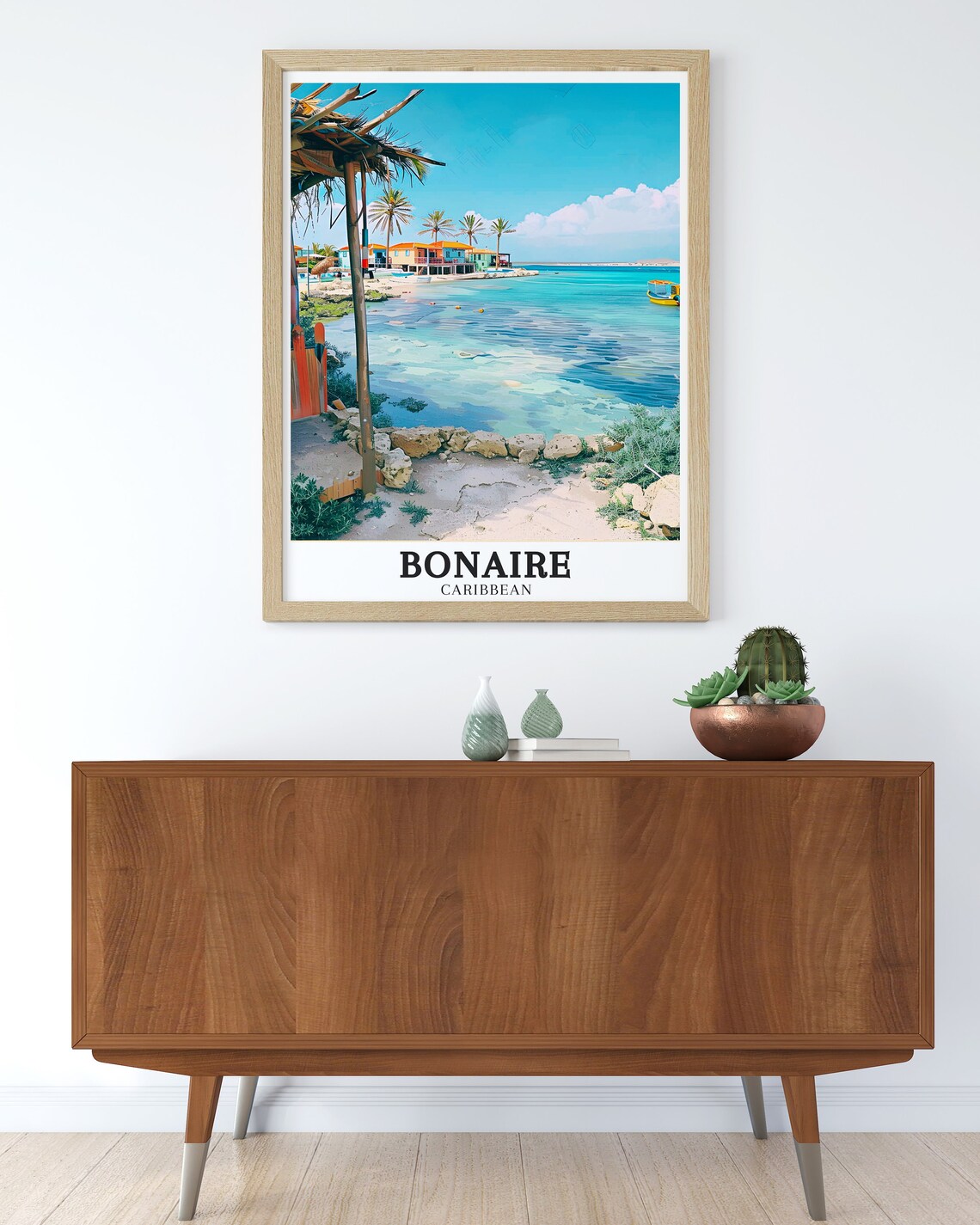 Bonaire Lac Bay Palapa Shores and Caribbean Beach Scene Poster - Image 2