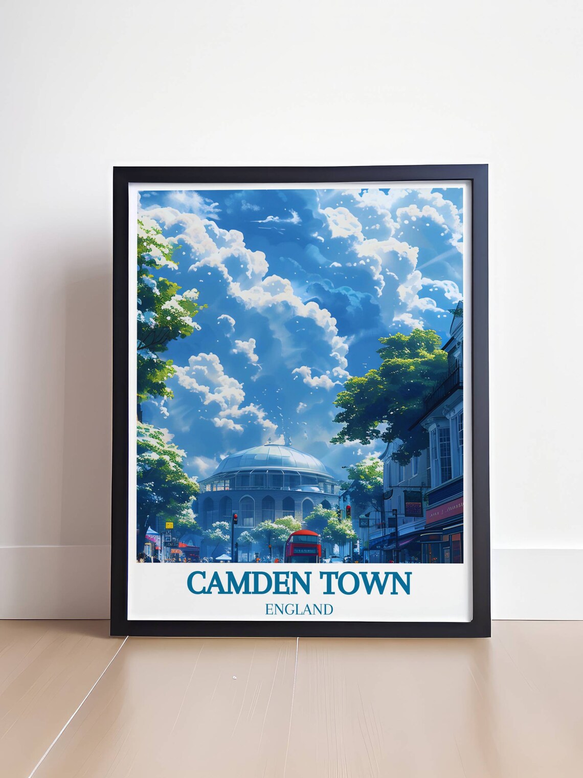 Camden Town Roundhouse Red Bus London Street Scene Travel Poster - Image 4