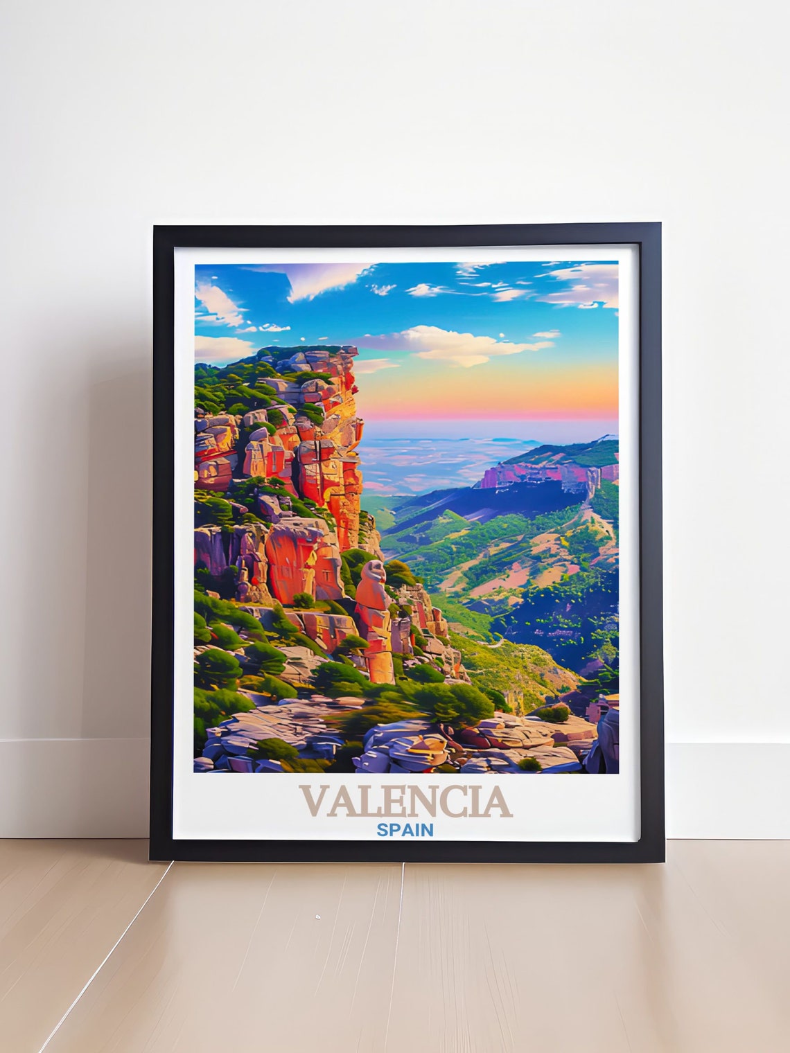 Valencia Spain El Garbi Cliffs Golden Sunset Valley Overlook Poster - Image 4