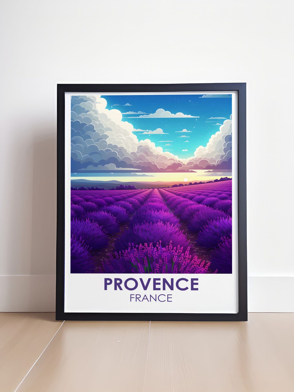 Provence France Lavender Fields Sunset Cloudscape Travel Poster - Image 4