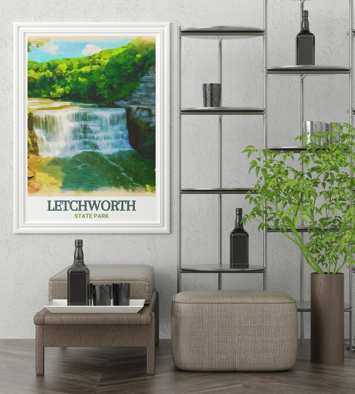 Letchworth State Park Wide Curtain Falls Scenic Nature Poster - Image 3