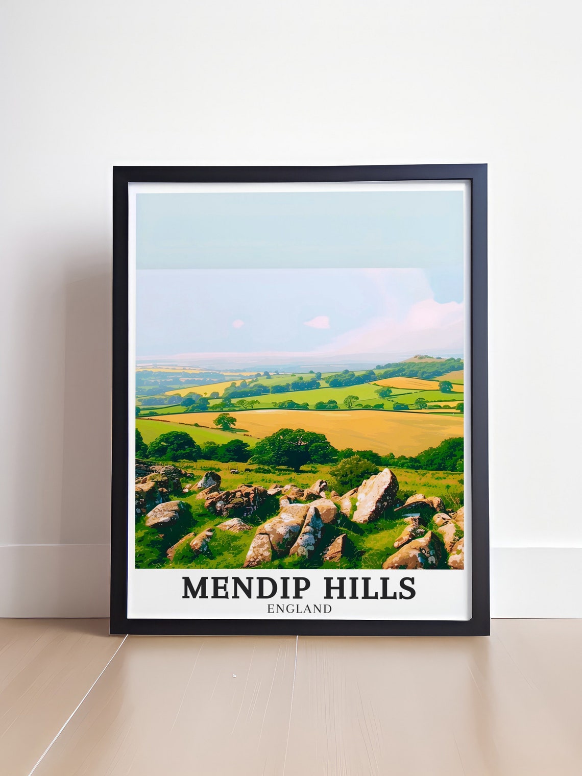 Mendip Hills England Crook Peak Rocky Summit Landscape Travel Poster - Image 4