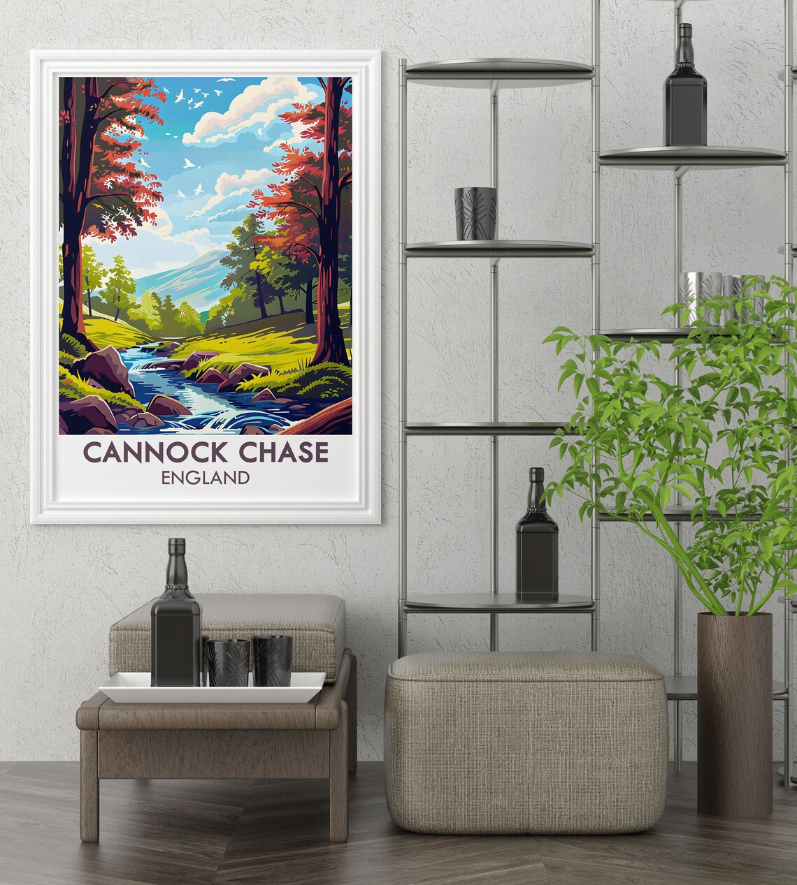 Cannock Chase England Autumn Stream in Sherbrook Valley Travel Poster - Image 2