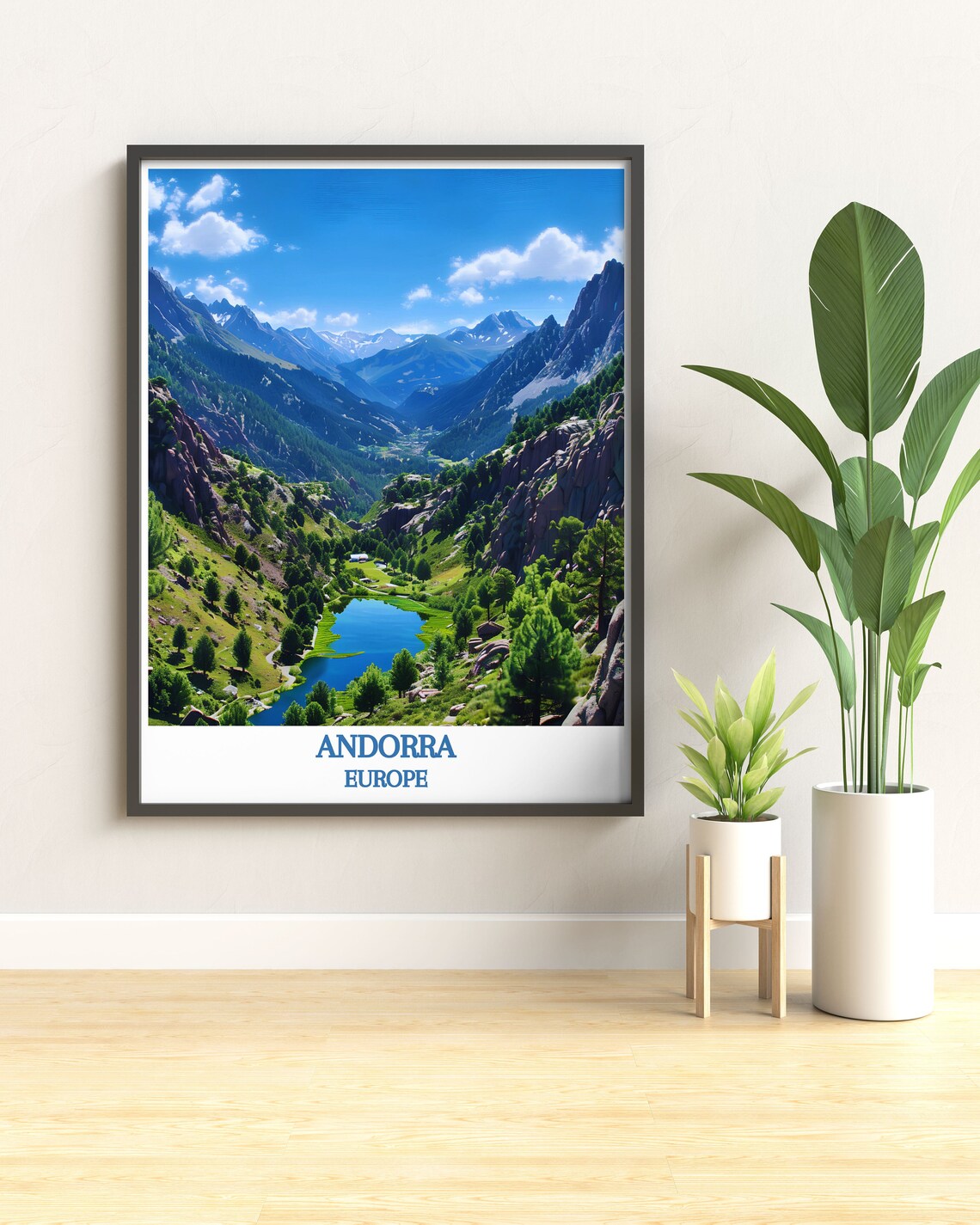 Andorra Summer Valley Lake Mountain Landscape Europe Travel Poster - Image 3