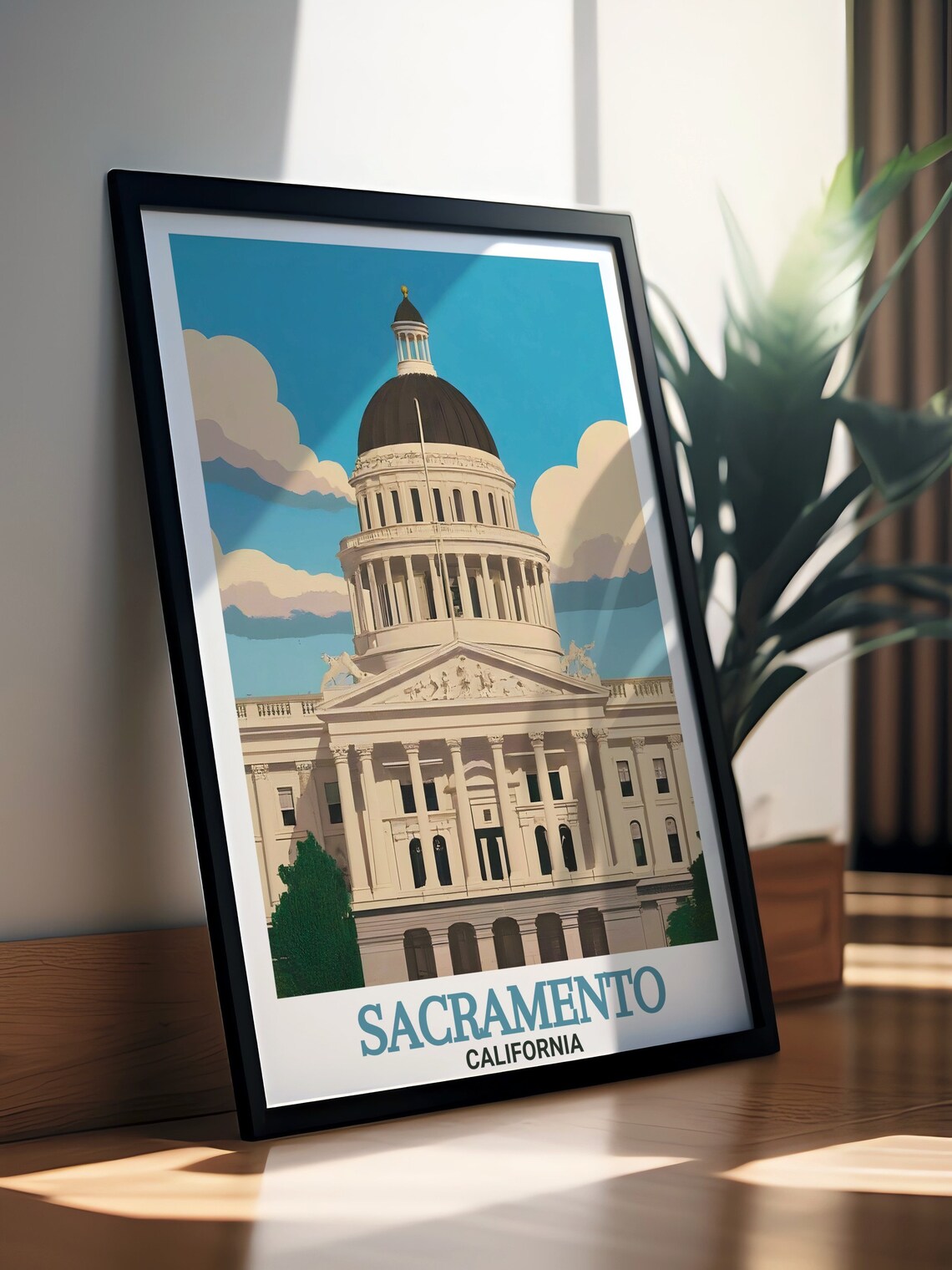 California State Capitol Dome Sacramento Vintage Travel Poster - Image 3