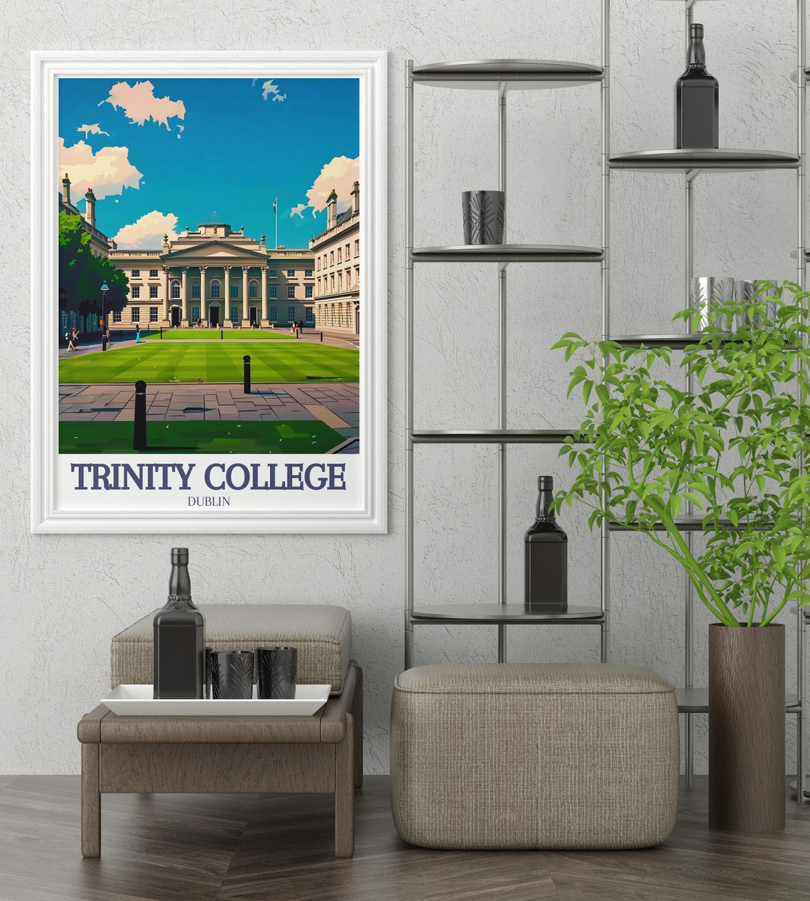 Trinity College Dublin Courtyard Facade Sunny Day Travel Poster - Image 2