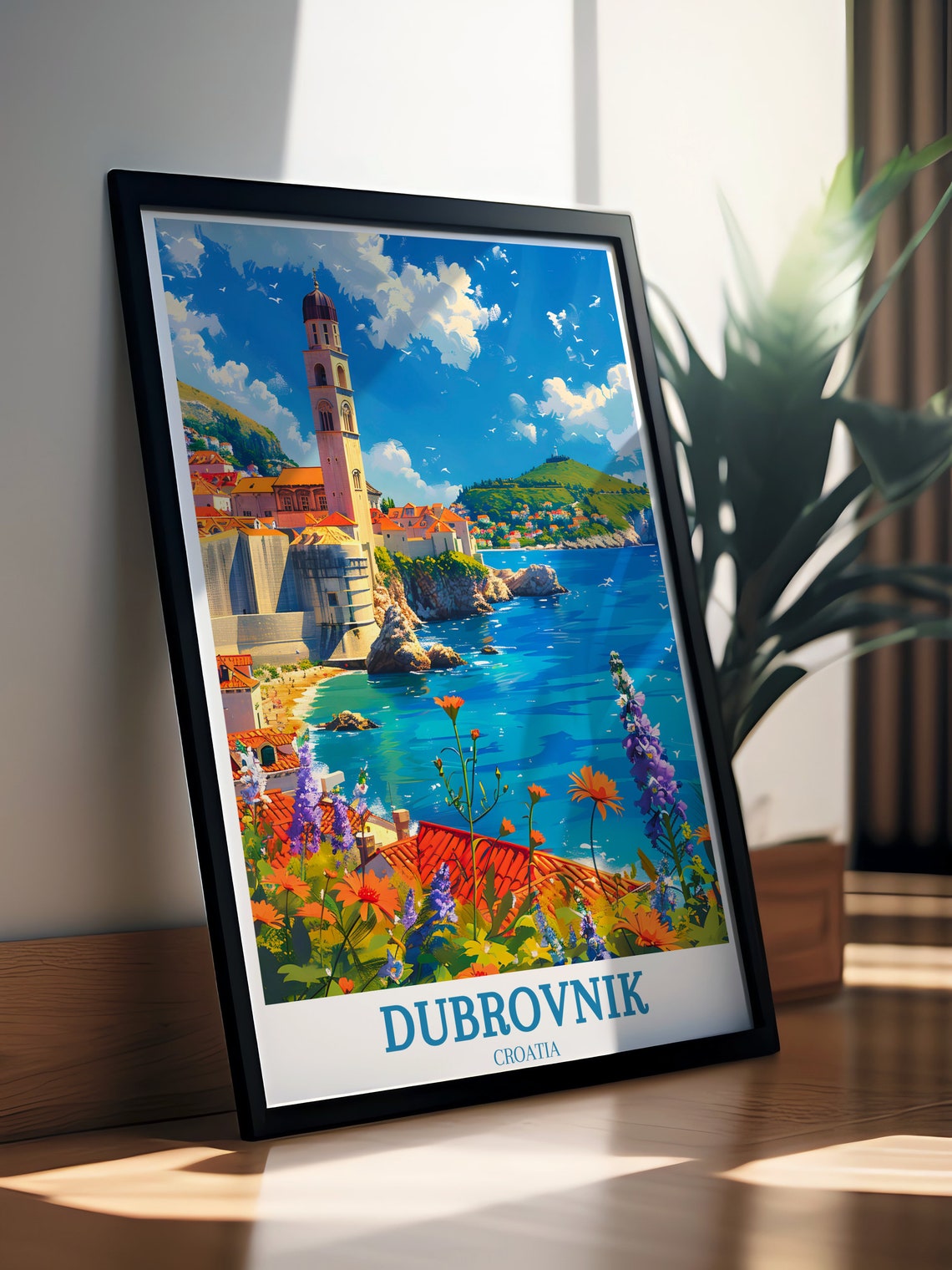 Dubrovnik Travel Poster Wall Art Dubrovnik Old Town Walls Stradun Travel Print Of Dubrovnik Croatia Travel Poster - Image 3
