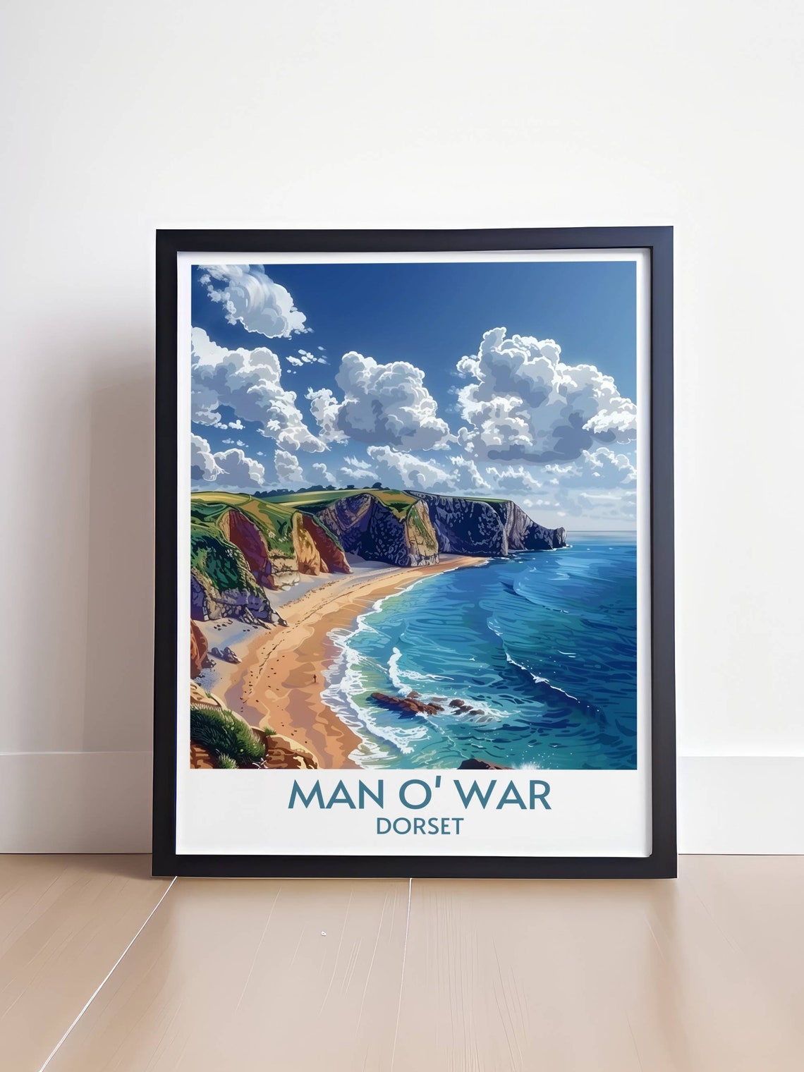 Man O War Dorset Jurassic Coast Beach Beneath Golden Cliffs Poster - Image 4