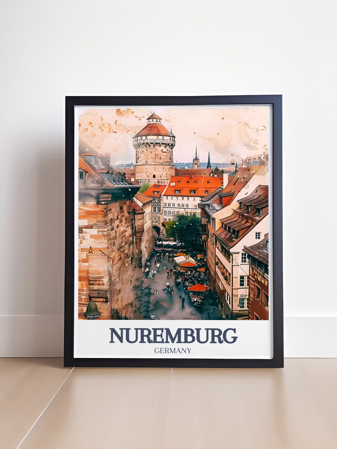 Nuremberg Germany Castle Tower Hauptmarkt Watercolor Old Town Poster - Image 4