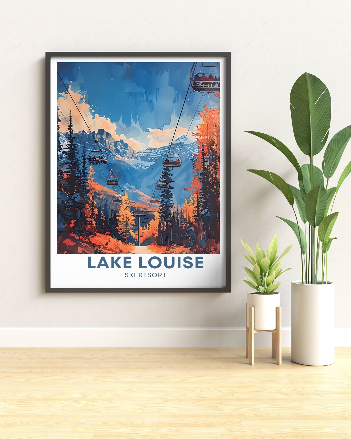 Lake Louise Ski Resort Autumn Chairlift Mountain View Poster - Image 3