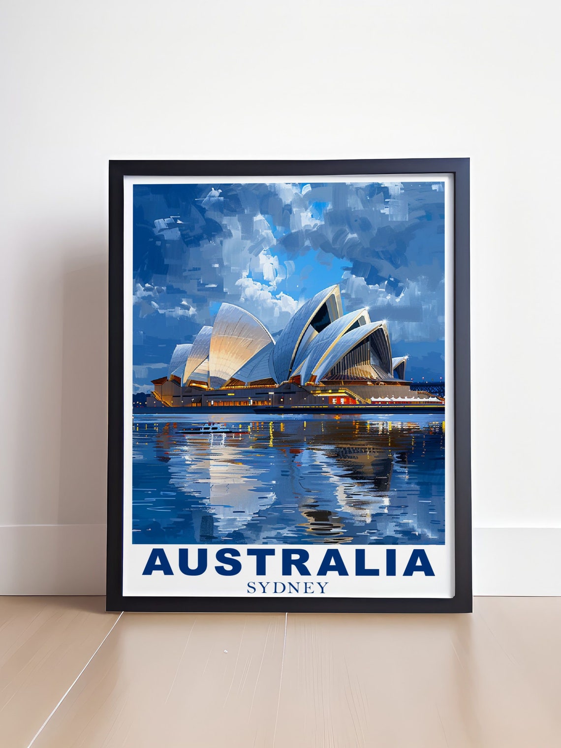 Sydney Opera House Sails at Night Painted Australia Travel Poster - Image 4
