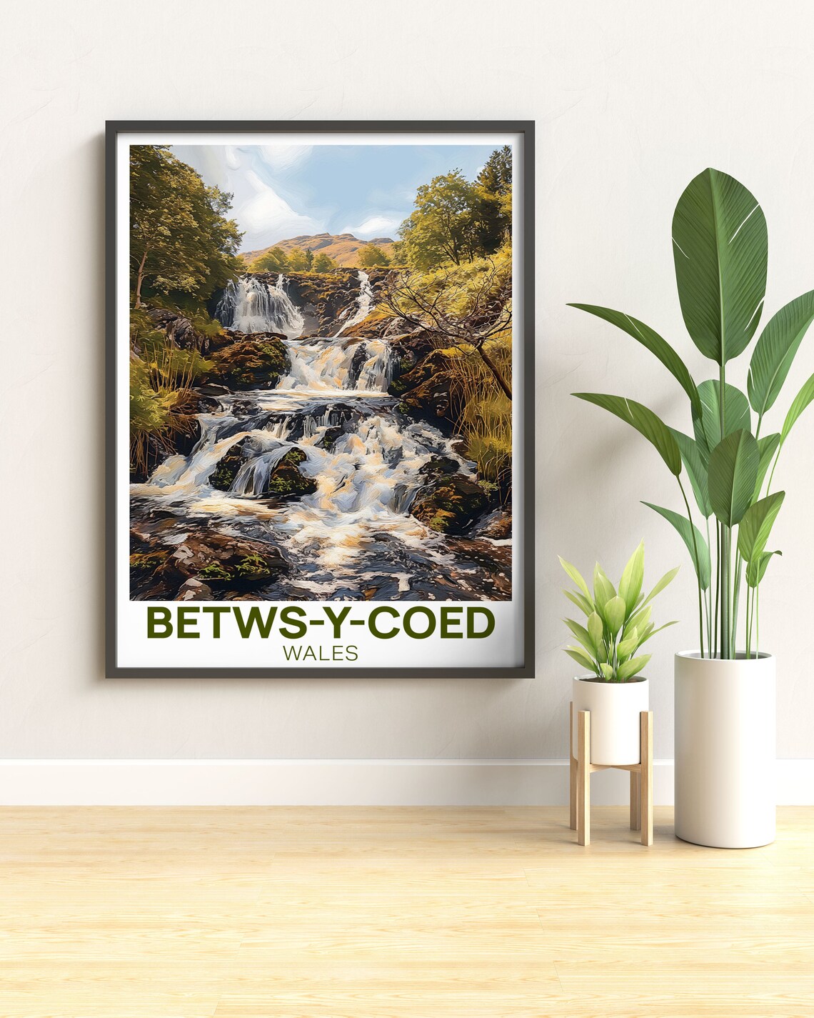 Betws-y-Coed Wales Cascading Waterfall Forest Nature Travel Poster - Image 2