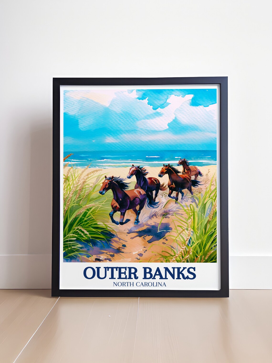 Corolla Wild Horses Travel Poster, Outer Banks - Image 4