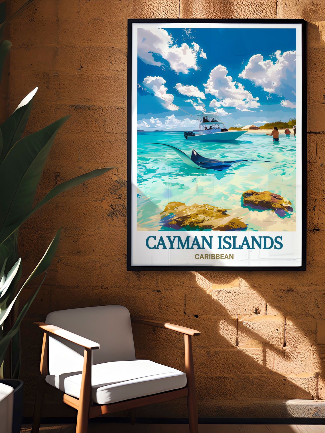 Cayman Islands Stingray Turquoise Shallows Caribbean Boat Poster - Image 3