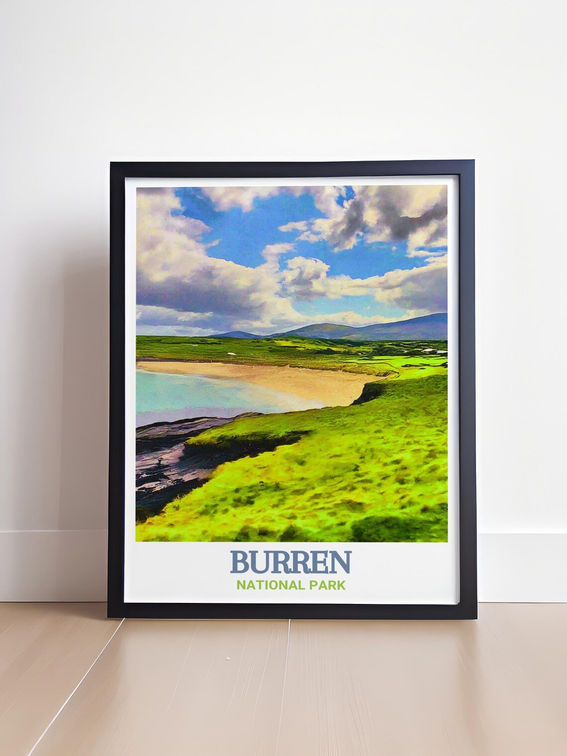 Burren National Park Ireland Green Cliffs Beach Travel Poster - Image 4