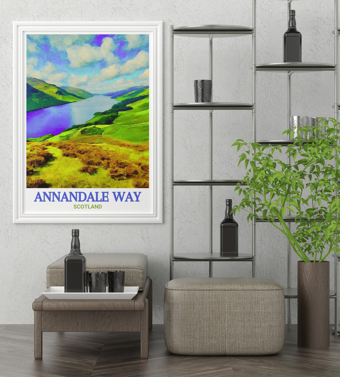 Annandale Way Scotland Loch Between Rolling Green Hills Poster - Image 3